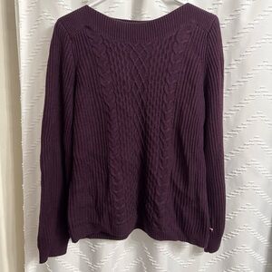 Tommy Hilfiger Women's Dark Purple Cable Knit Sweater